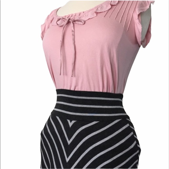 KENNETH COLE Striped Knit Maxi Skirt Dark and Light Gray Sz XS - Picture 7 of 9